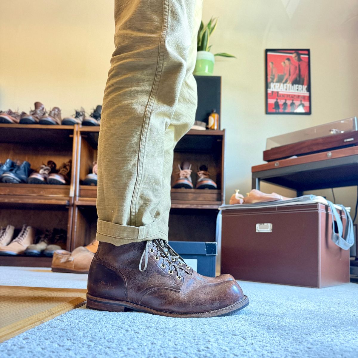 Photo by moznme on May 4, 2026 of the Viberg Service Boot in Horween Rowdy Dachshund.