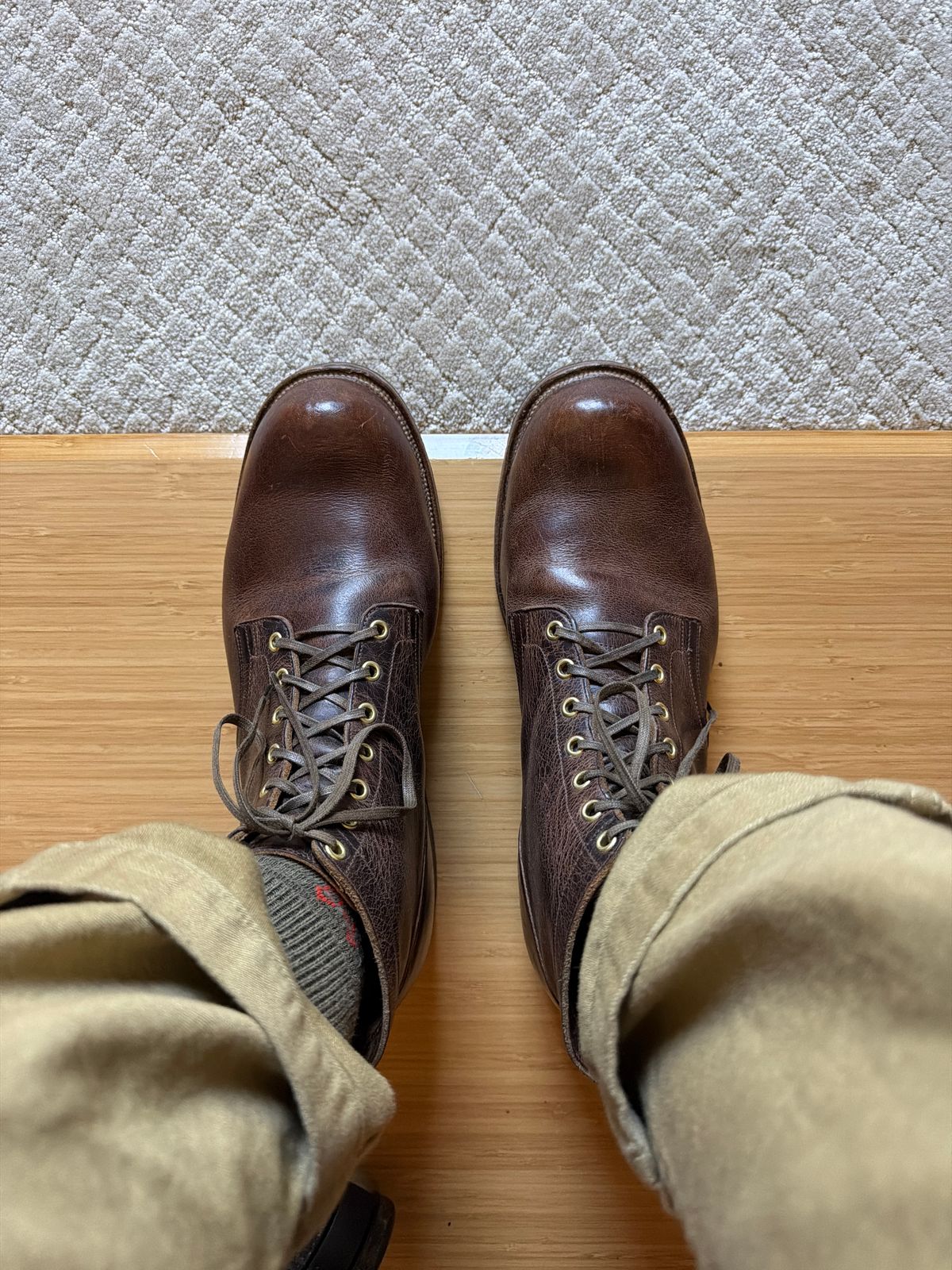 Photo by moznme on May 8, 2026 of the Viberg Service Boot in Horween Rowdy Dachshund.