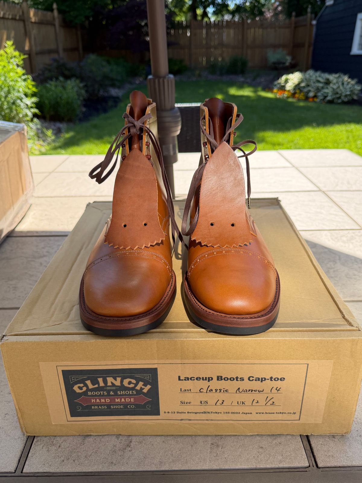 Photo by moznme on June 20, 2026 of the Clinch Laceup Boots Cap-toe in Natural Latigo.