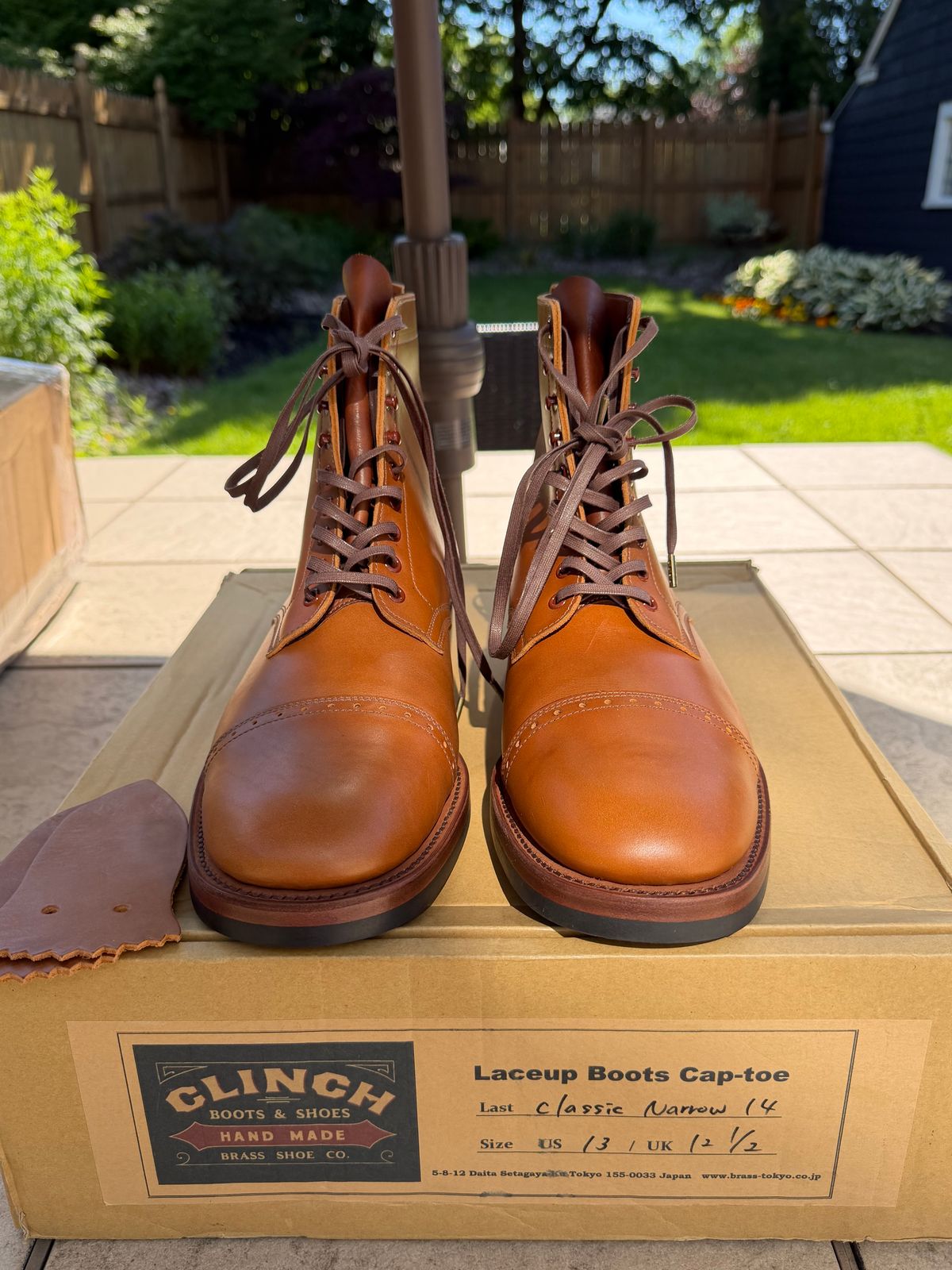 Photo by moznme on June 20, 2026 of the Clinch Laceup Boots Cap-toe in Natural Latigo.