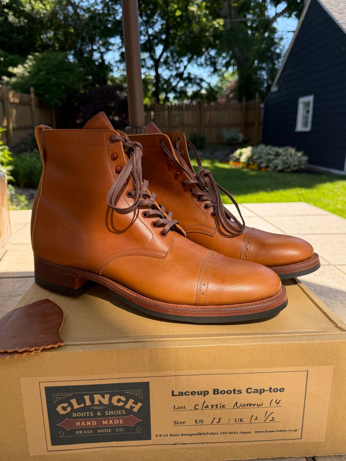 Photo by moznme on June 20, 2026 of the Clinch Laceup Boots Cap-toe in Natural Latigo.