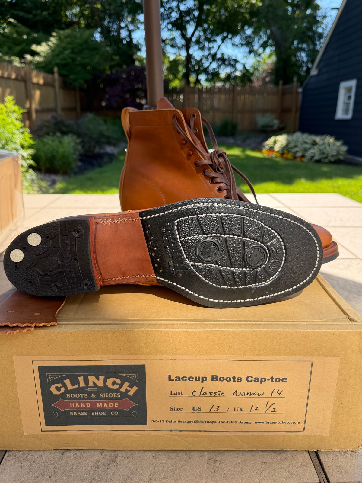 Photo by moznme on June 20, 2026 of the Clinch Laceup Boots Cap-toe in Natural Latigo.