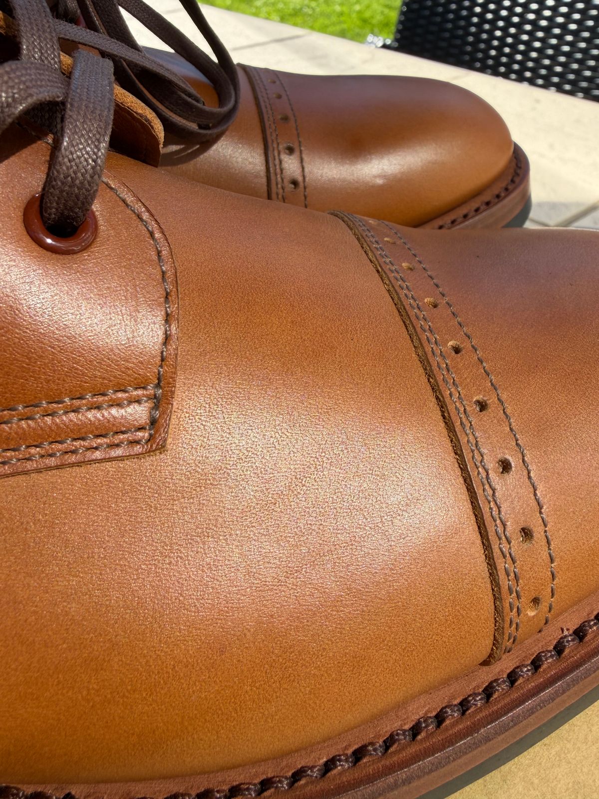 Photo by moznme on June 20, 2026 of the Clinch Laceup Boots Cap-toe in Natural Latigo.
