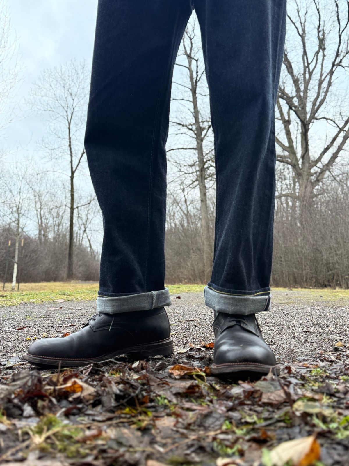 Photo by moznme on December 17, 2024 of the Viberg Navvy Boot in Horween Black Washed Chromexcel.