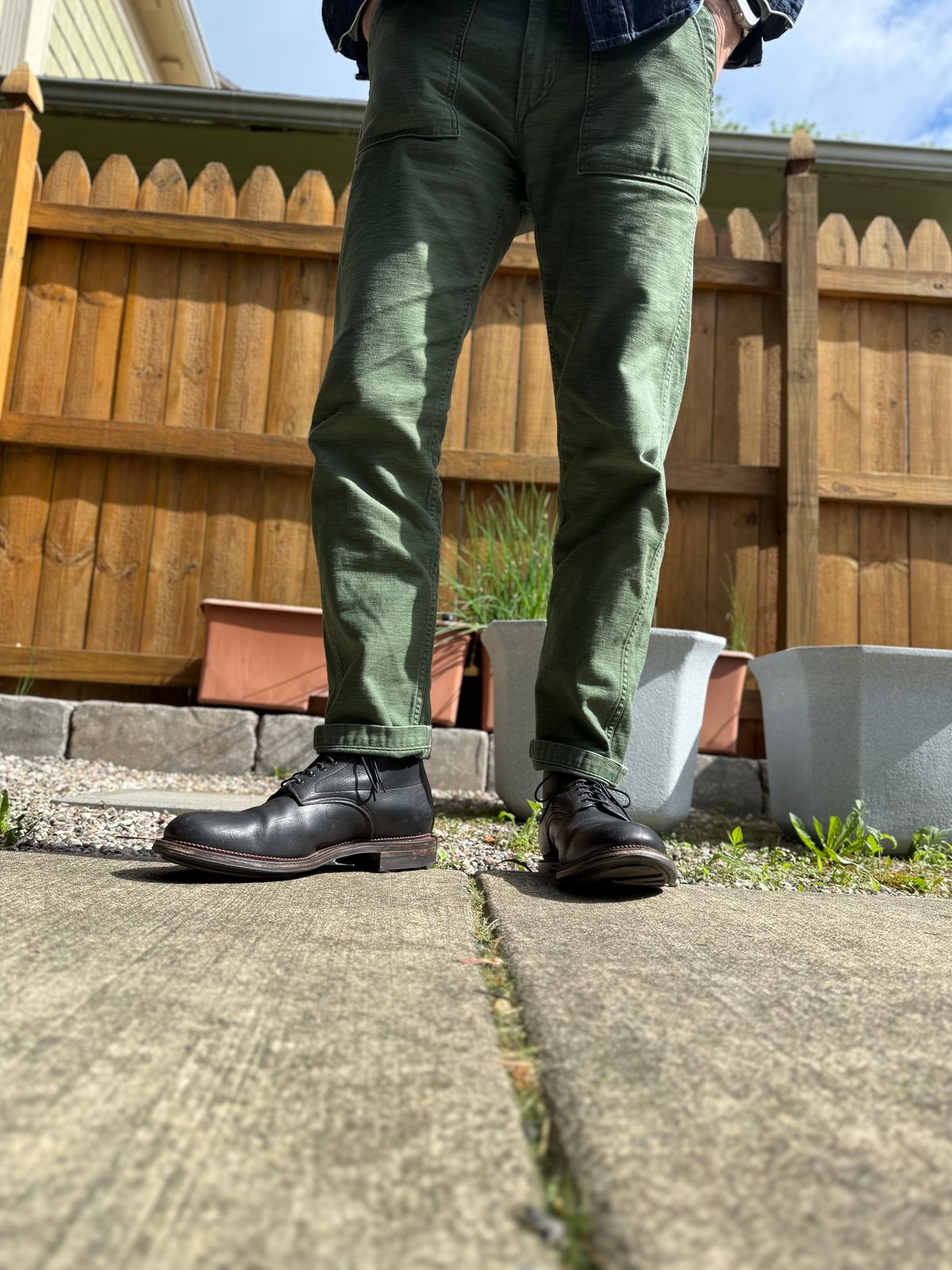 Photo by moznme on May 19, 2025 of the Viberg Navvy Boot in Horween Black Washed Chromexcel.