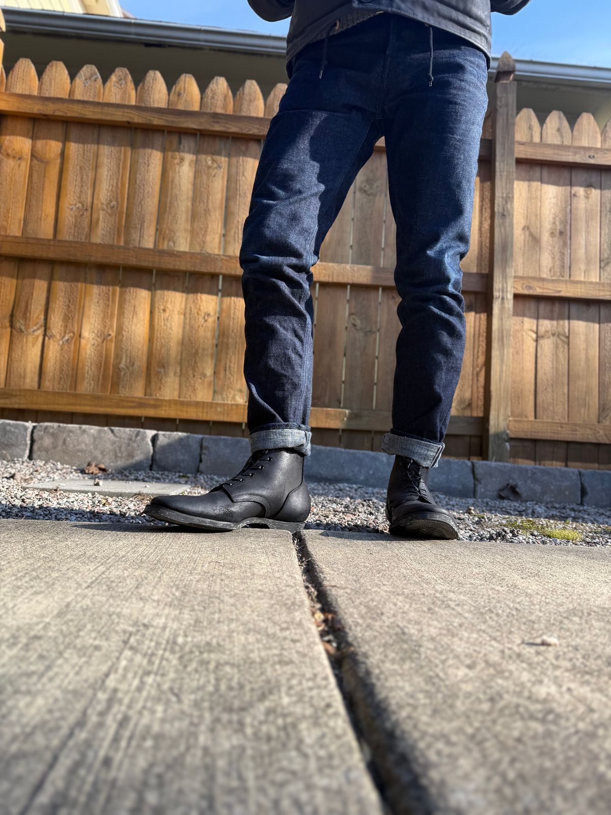 Photo by moznme on April 9, 2025 of the Clinch Yeager Boots in Clinch / Black Gustave Roughout cowhide.