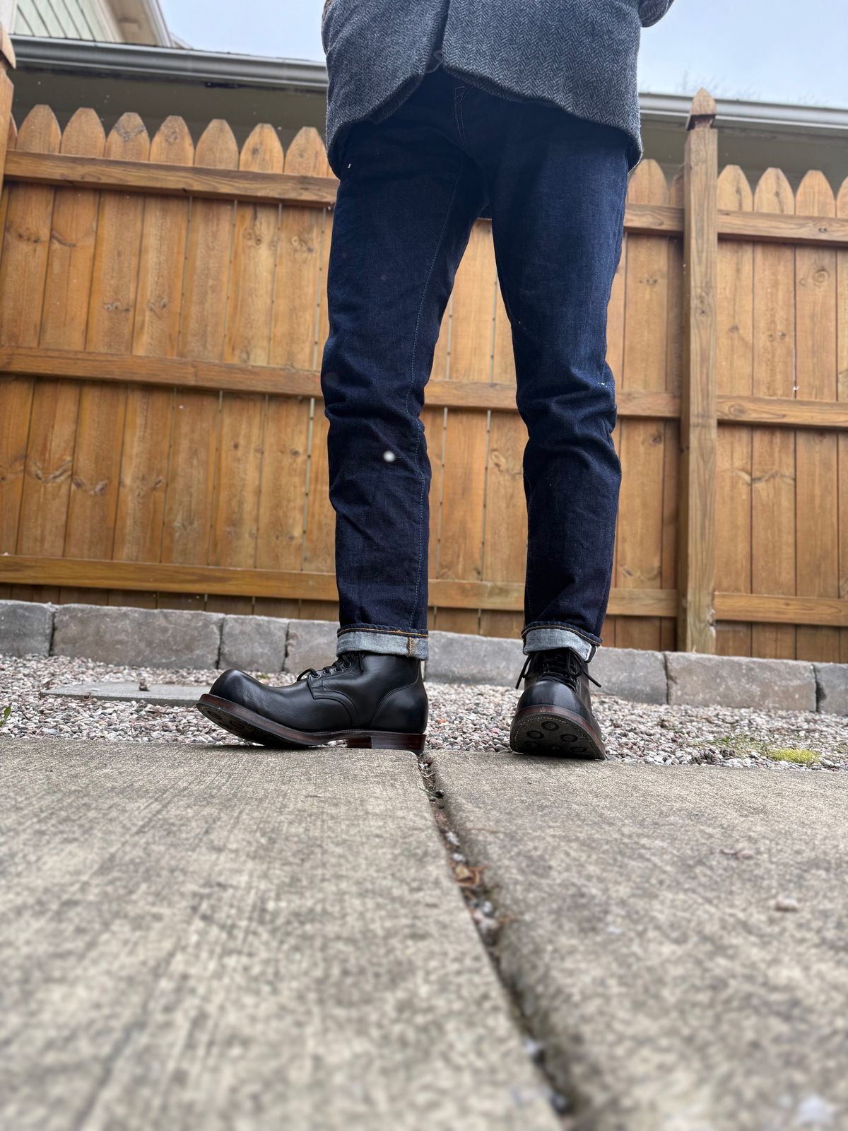 Photo by moznme on April 8, 2025 of the Viberg Service Boot in Horween Black Wooly CXL.