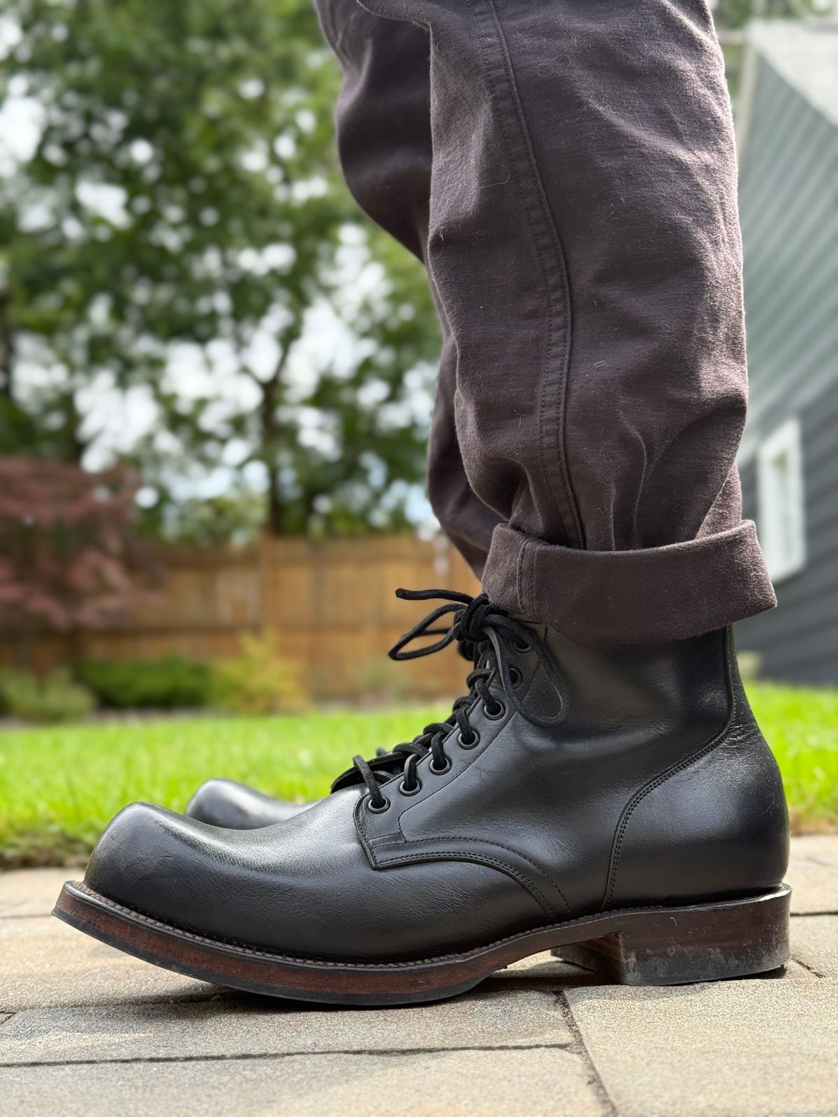 Photo by moznme on August 28, 2025 of the Viberg Service Boot in Horween Black Wooly CXL.