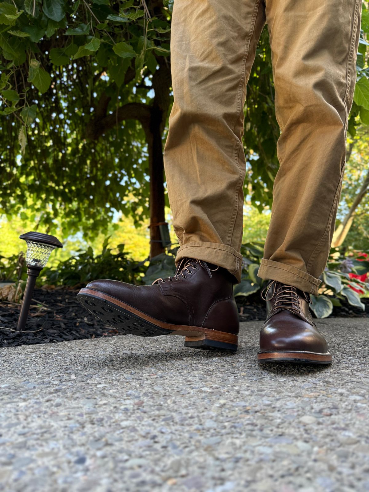 Photo by moznme on August 27, 2025 of the Viberg Service Boot in Badalassi Carlo Coffee Vachetta Minerva.