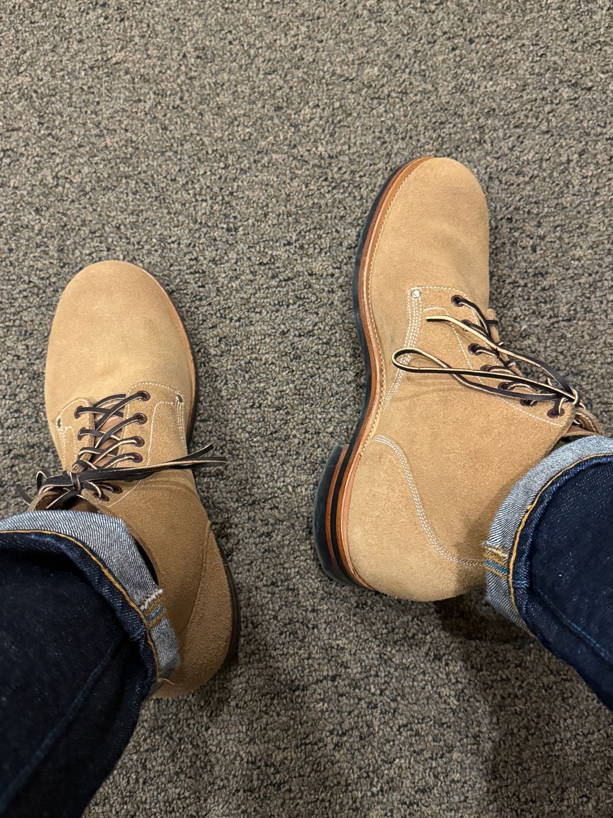 Photo by moznme on April 15, 2025 of the Viberg Boondocker in Horween Marine Field Roughout.