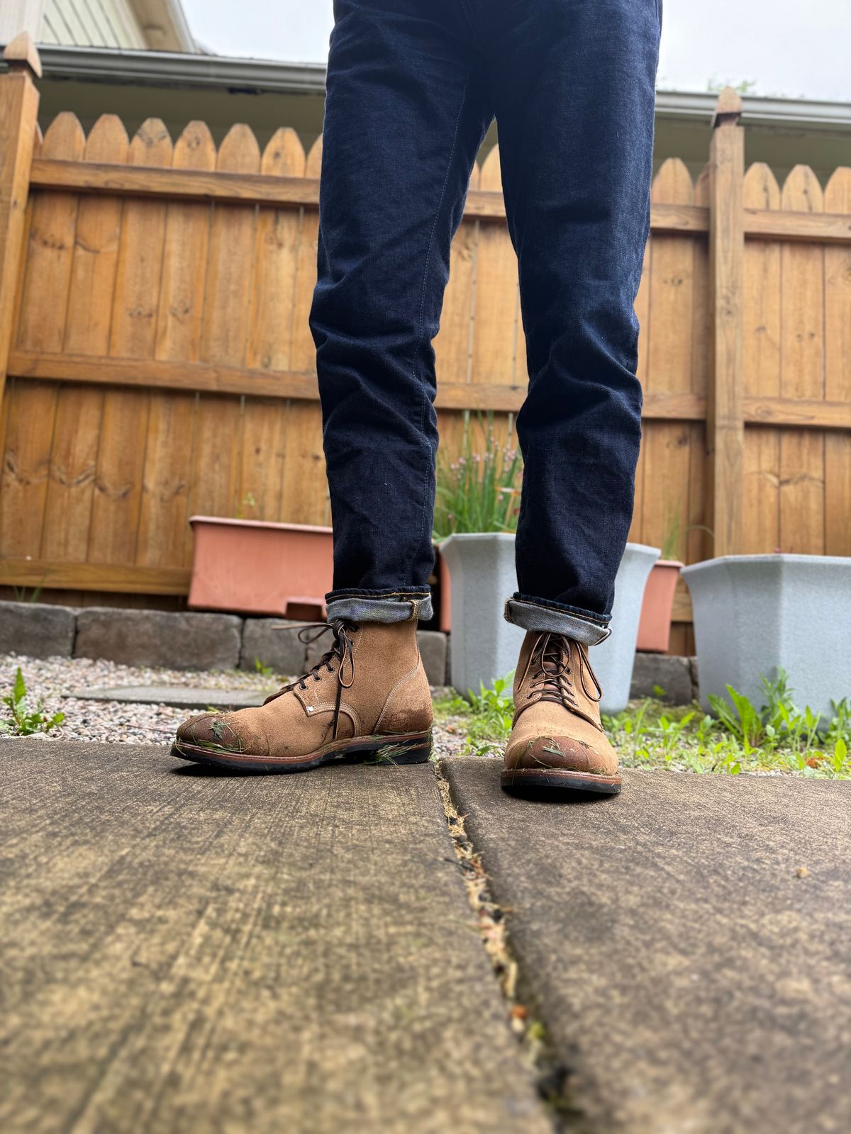 Photo by moznme on May 29, 2025 of the Viberg Boondocker in Horween Marine Field Roughout.
