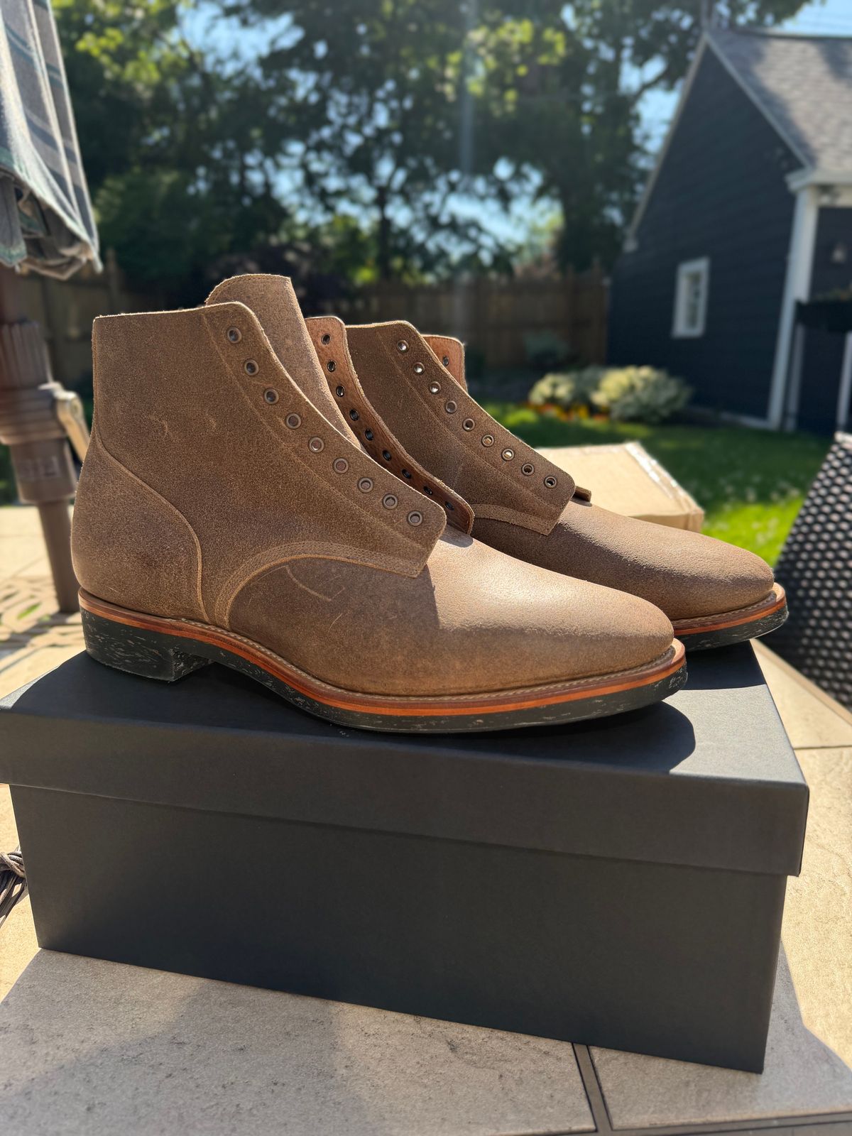 Photo by moznme on June 13, 2026 of the Viberg N1 Boot in Horween Natural Washed Waxed Flesh.