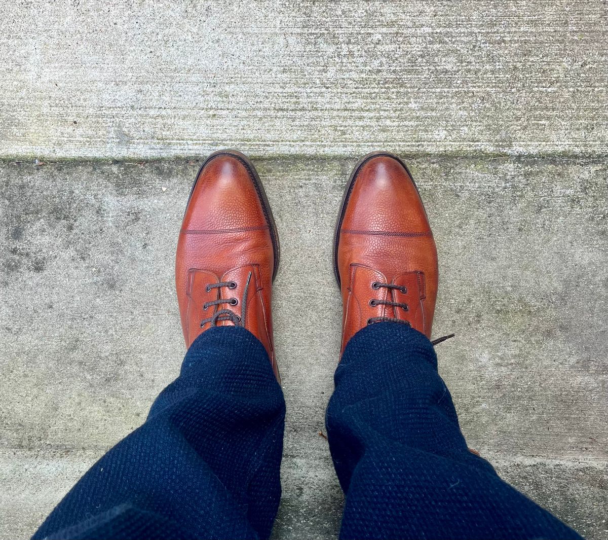 Photo by theoldsole on January 18, 2026 of the Edward Green Galway in Rosewood Country Calf.