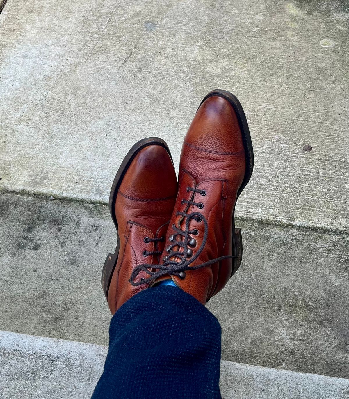 Photo by theoldsole on January 18, 2026 of the Edward Green Galway in Rosewood Country Calf.