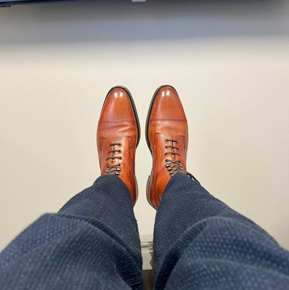 Photo by theoldsole on February 16, 2026 of the Edward Green Galway in Rosewood Country Calf.