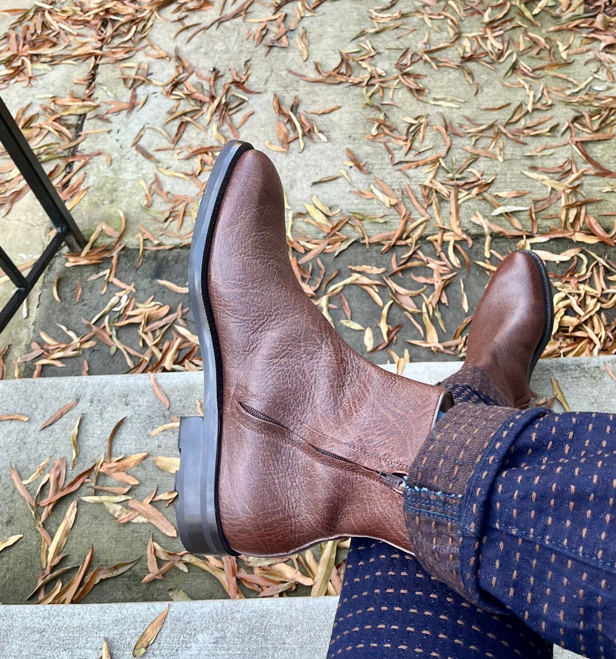 Photo by theoldsole on December 24, 2025 of the Enzo Bonafe Side Zip Boot in Kudu Jamaica.