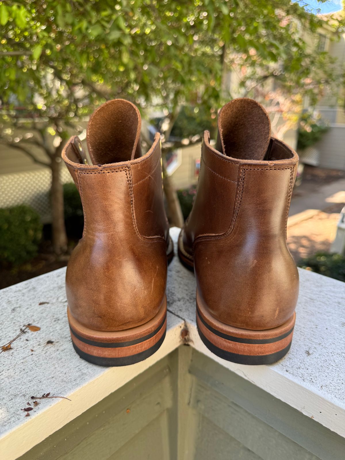 Photo by lubenthrust on October 11, 2024 of the Viberg Service Boot PCT in Horween Natural Chromexcel.