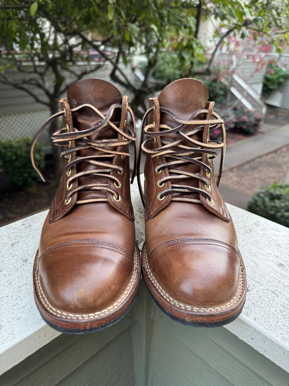 Photo by lubenthrust on November 6, 2024 of the Viberg Service Boot PCT in Horween Natural Chromexcel.