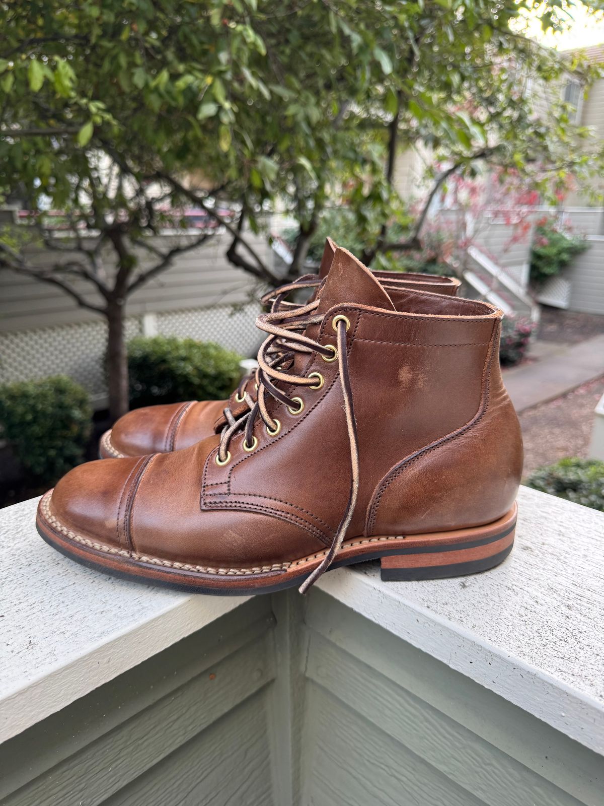 Photo by lubenthrust on November 6, 2024 of the Viberg Service Boot PCT in Horween Natural Chromexcel.