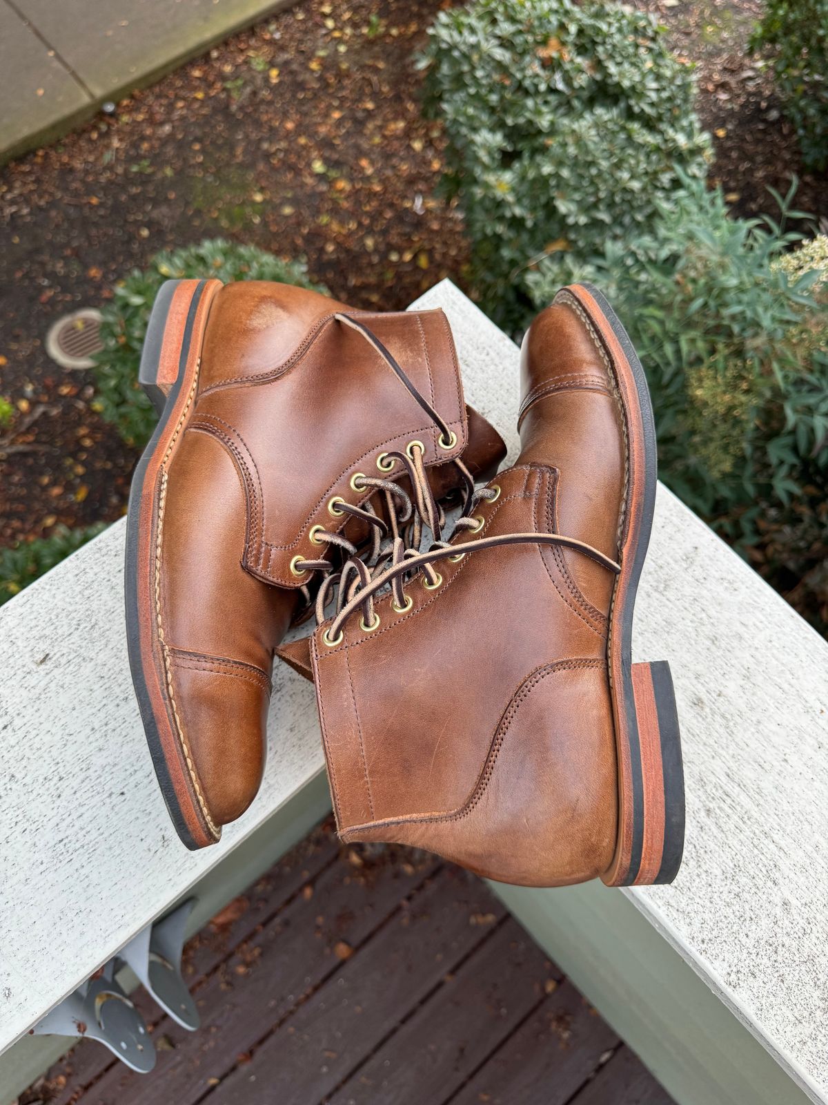 Photo by lubenthrust on November 6, 2024 of the Viberg Service Boot PCT in Horween Natural Chromexcel.