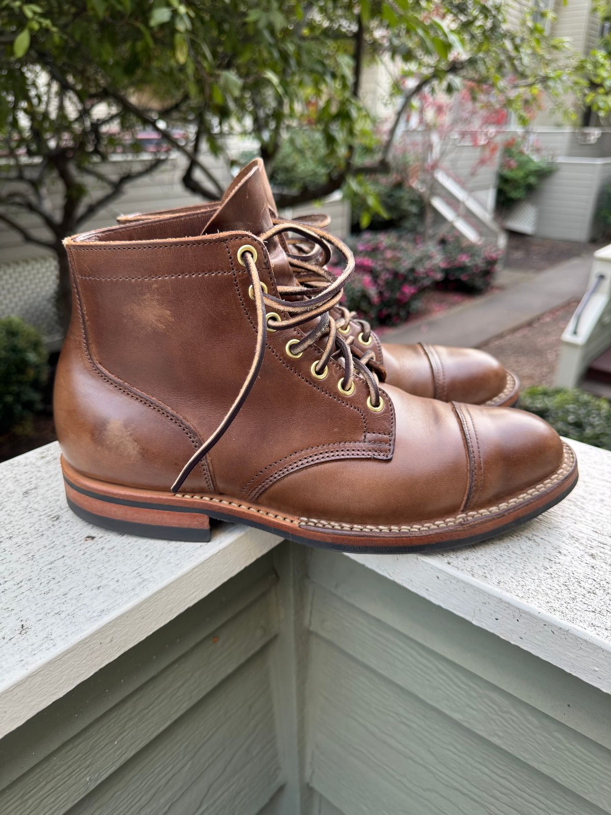 Photo by lubenthrust on November 6, 2024 of the Viberg Service Boot PCT in Horween Natural Chromexcel.