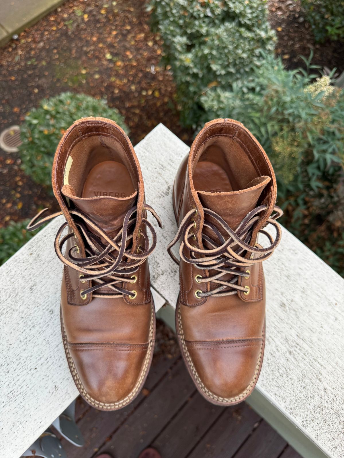 Photo by lubenthrust on November 6, 2024 of the Viberg Service Boot PCT in Horween Natural Chromexcel.