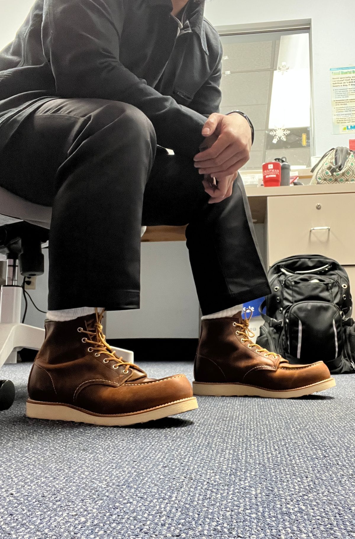Photo by chuckq4yoo on December 19, 2024 of the Red Wing Moc Toe 8876 in S.B. Foot Copper Rough and Tough.