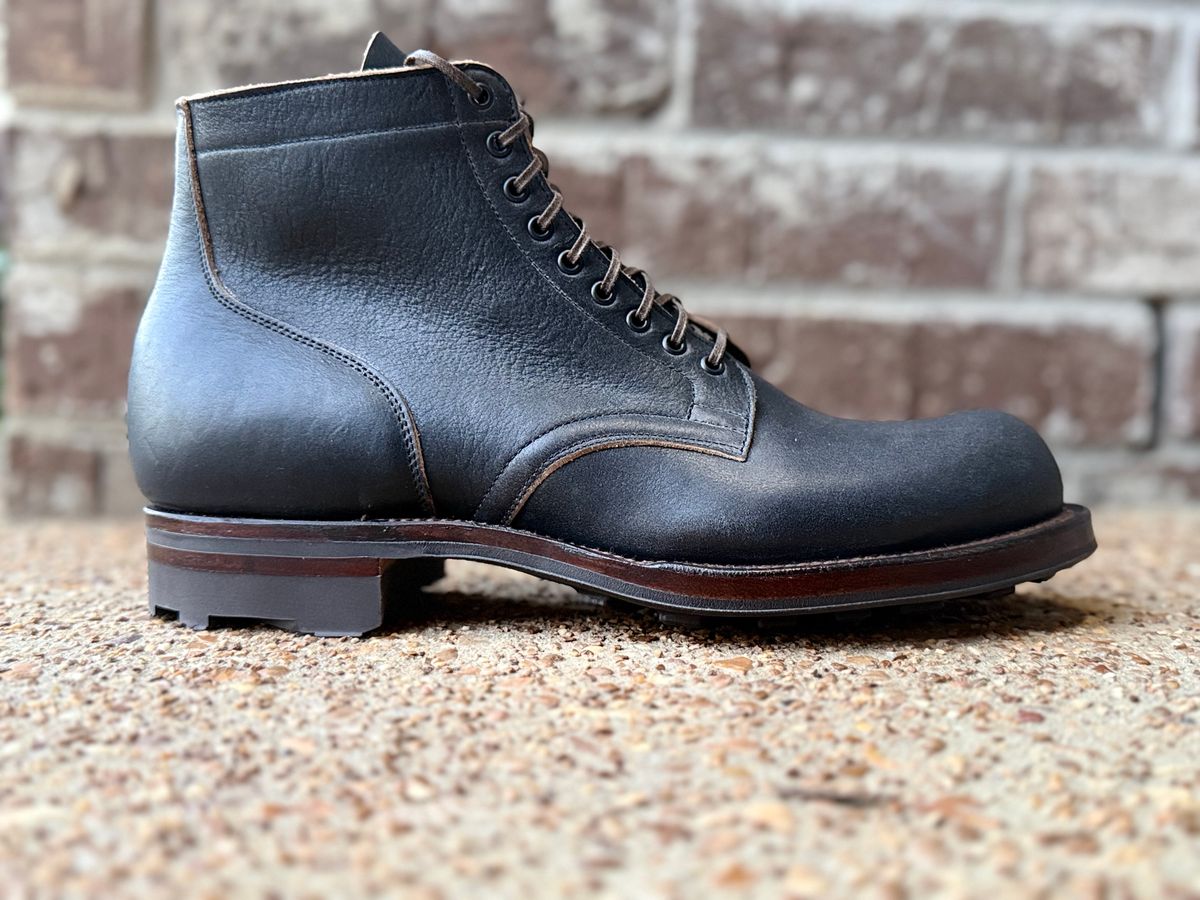 Photo by TBorggi on December 15, 2025 of the Viberg Service Boot in Horween Black Washed Chromexcel.