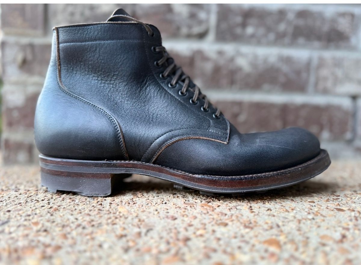 Photo by TBorggi on January 17, 2026 of the Viberg Service Boot in Horween Black Washed Chromexcel.
