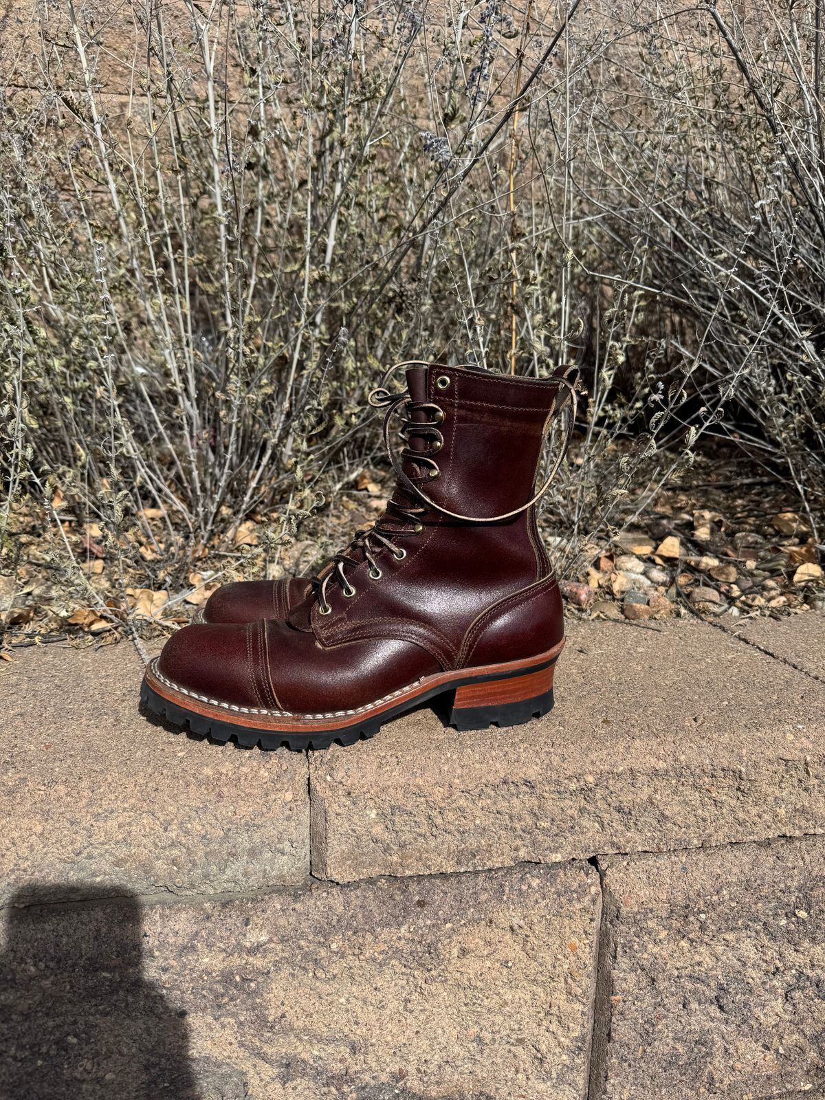 Photo by bootbrodrew on November 2, 2025 of the Nicks Lace Up Heritage in Horween Tan Waxed Flesh.
