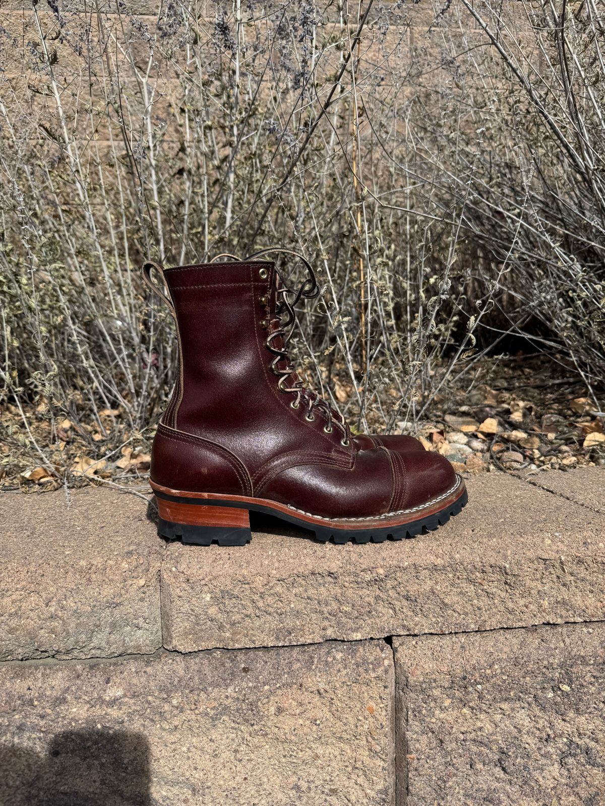 Photo by bootbrodrew on November 2, 2025 of the Nicks Lace Up Heritage in Horween Tan Waxed Flesh.