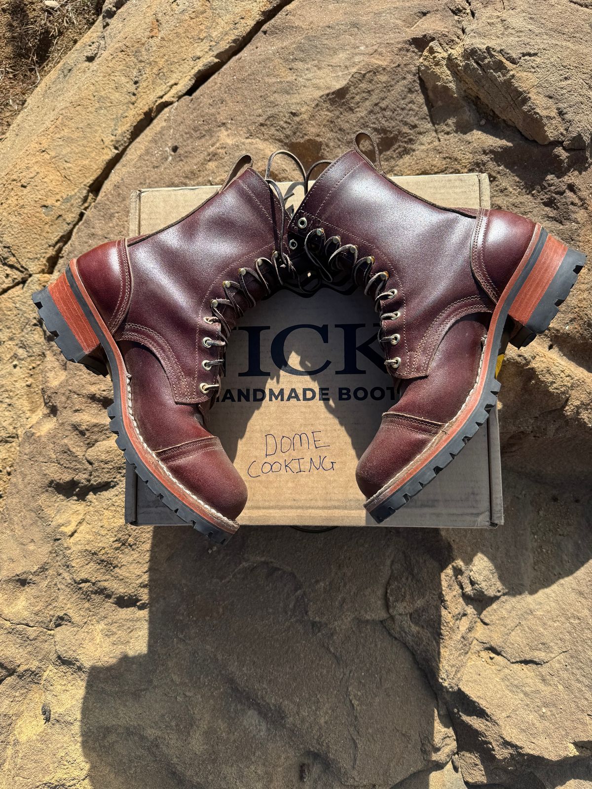 Photo by bootbrodrew on November 2, 2025 of the Nicks Lace Up Heritage in Horween Tan Waxed Flesh.