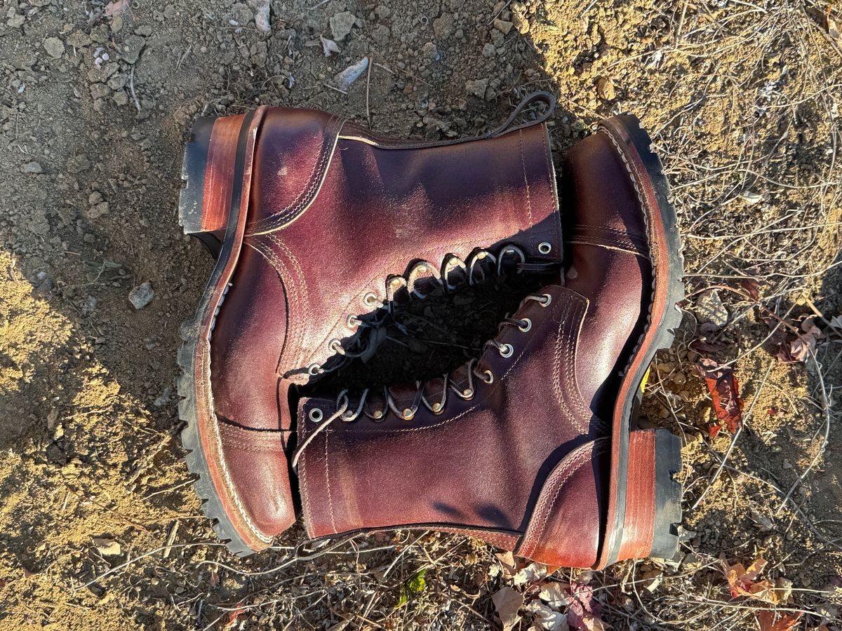 Photo by bootbrodrew on December 1, 2025 of the Nicks Lace Up Heritage in Horween Tan Waxed Flesh.