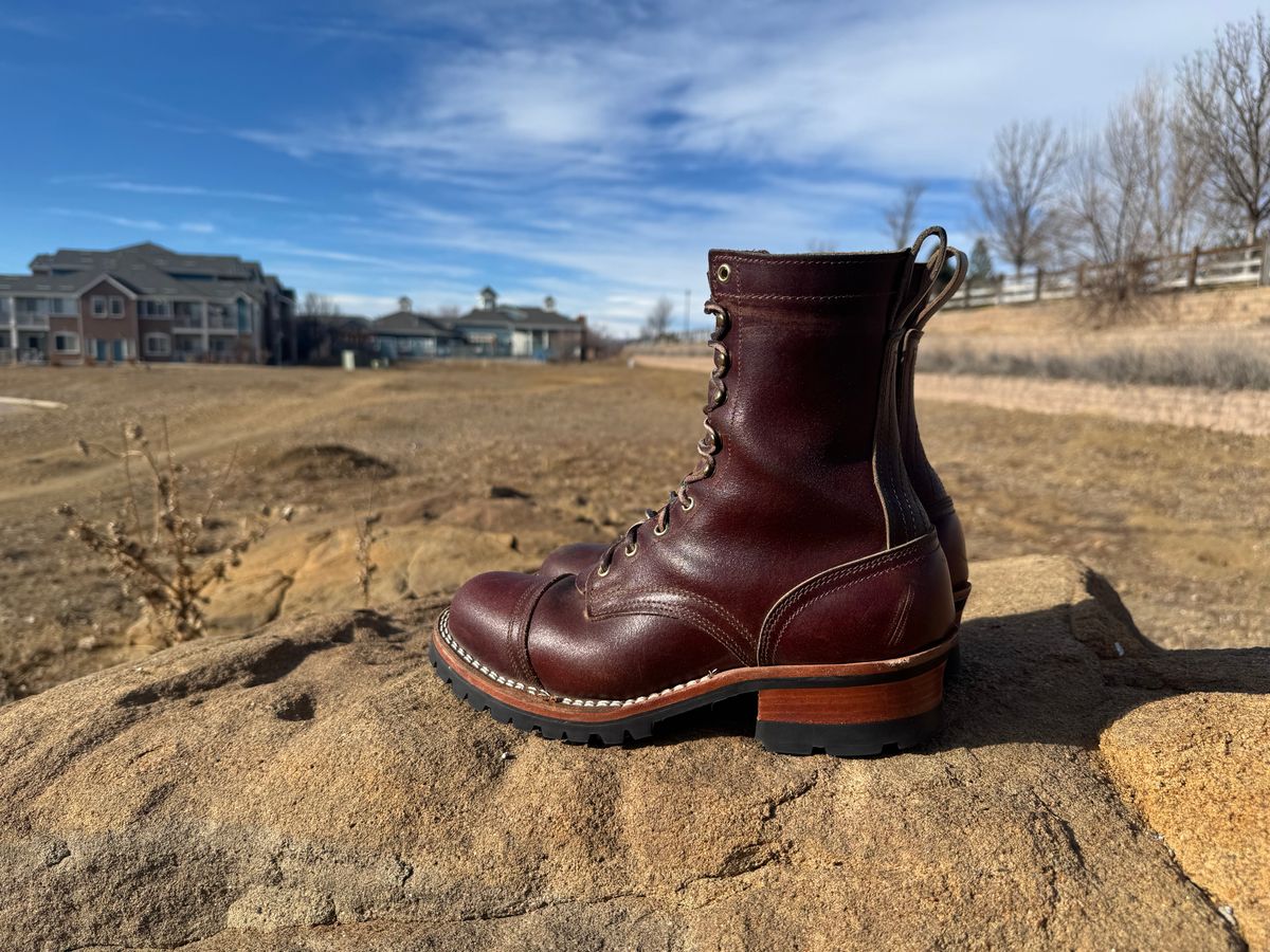 Photo by bootbrodrew on January 4, 2026 of the Nicks Lace Up Heritage in Horween Tan Waxed Flesh.