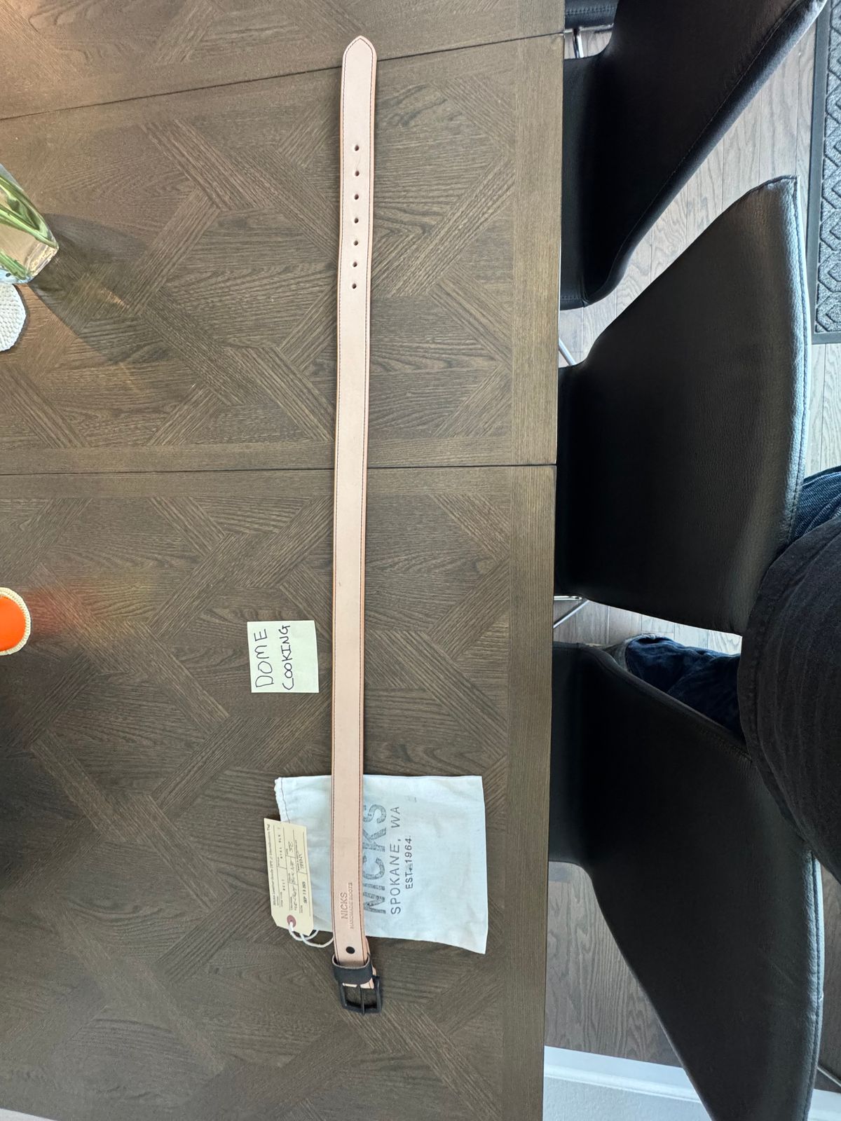 Photo by bootbrodrew on November 2, 2025 of the Nicks Blackout Dome Belt in Wickett & Craig Natural Veg Tan.