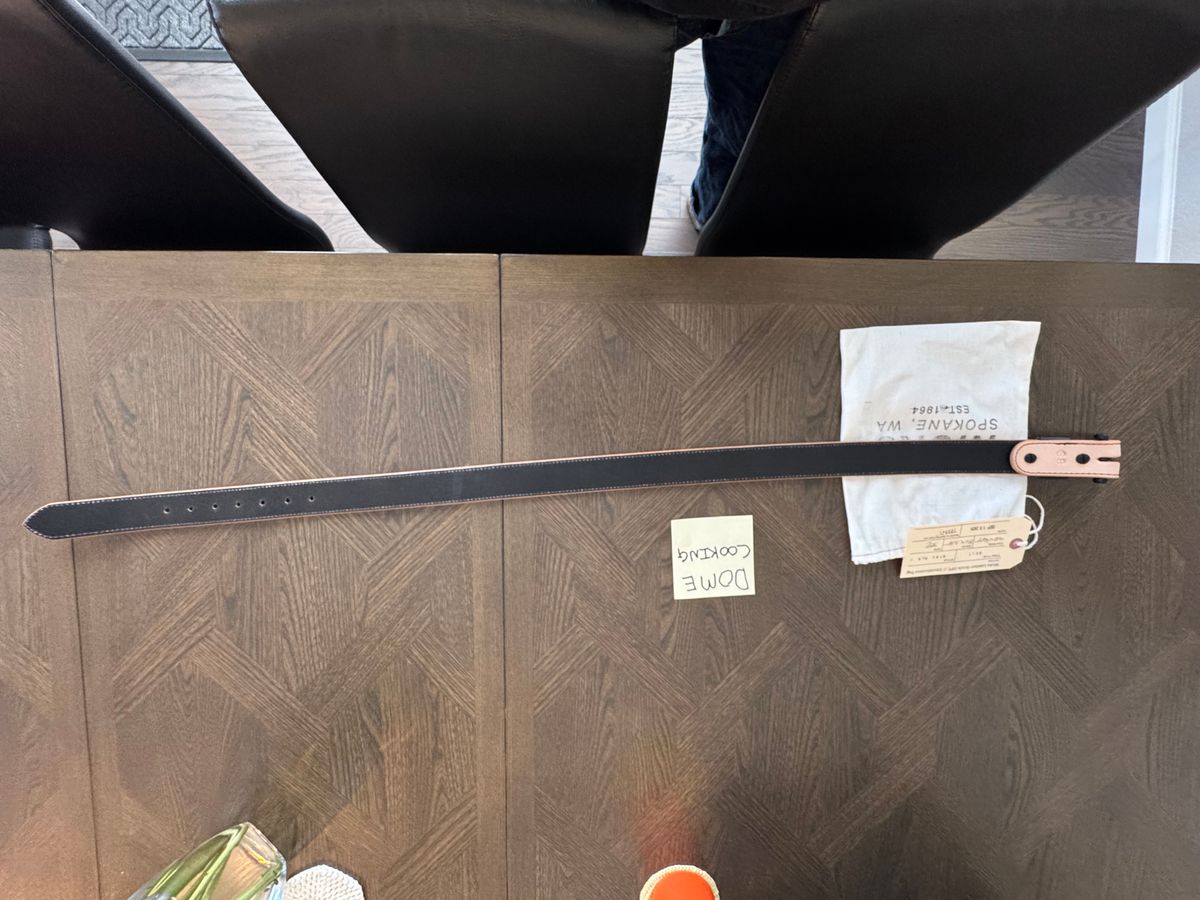 Photo by bootbrodrew on November 2, 2025 of the Nicks Blackout Dome Belt in Wickett & Craig Natural Veg Tan.