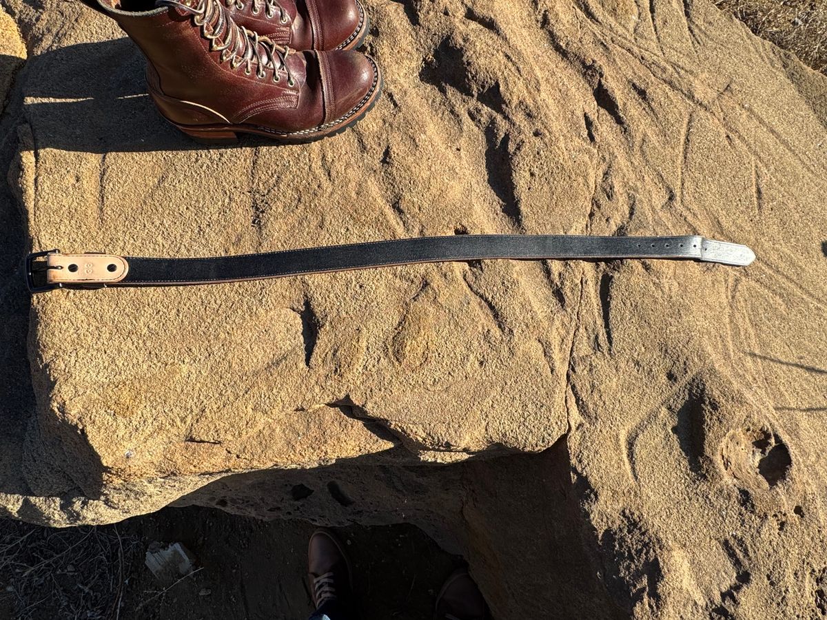 Photo by bootbrodrew on February 5, 2026 of the Nicks Blackout Dome Belt in Wickett & Craig Natural Veg Tan.