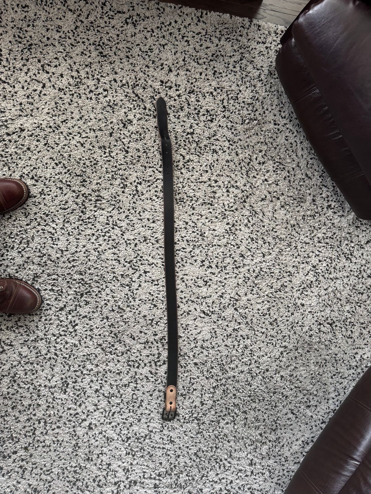 Photo by bootbrodrew on March 1, 2026 of the Nicks Blackout Dome Belt in Wickett & Craig Natural Veg Tan.