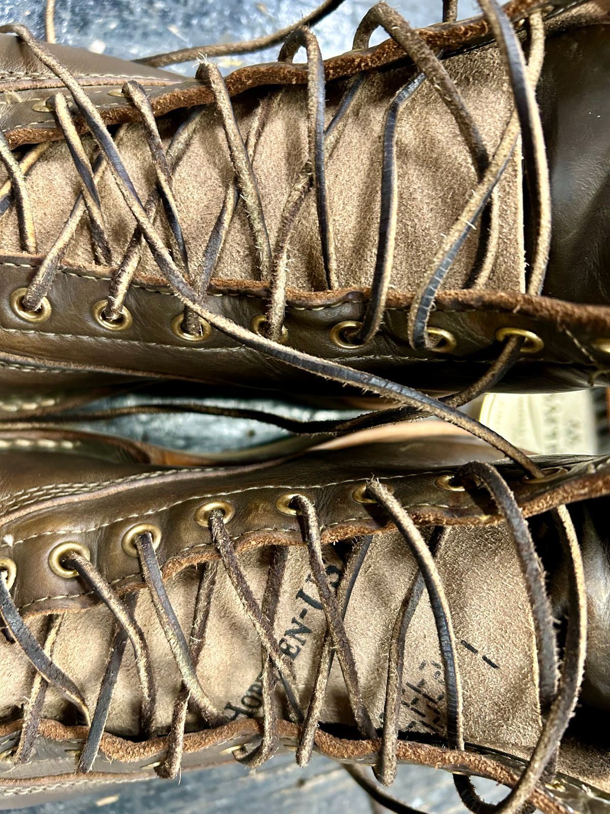 Photo by Vic on October 14, 2025 of the Whites Green Pasture Lace To Toe C350ltt-cs in Horween Greener Pastures Dublin.