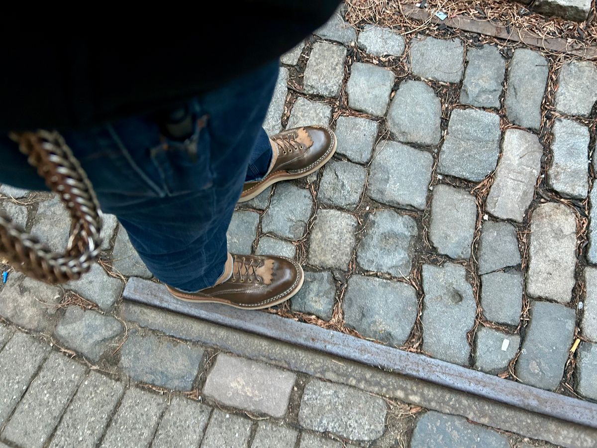 Photo by Vic on January 17, 2026 of the Whites Green Pasture Lace To Toe C350ltt-cs in Horween Greener Pastures Dublin.