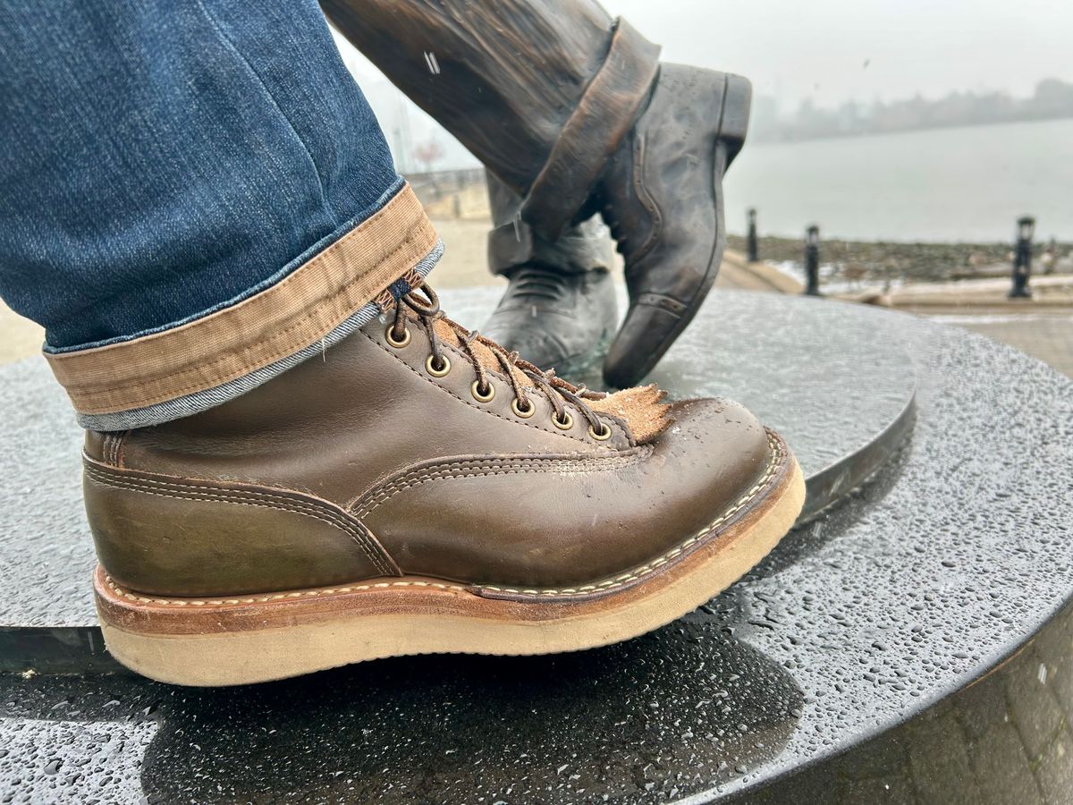 Photo by Vic on January 17, 2026 of the Whites Green Pasture Lace To Toe C350ltt-cs in Horween Greener Pastures Dublin.