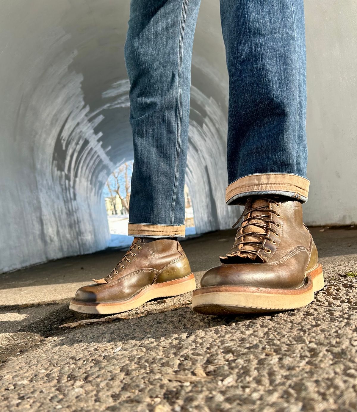 Photo by Vic on February 27, 2026 of the Whites Green Pasture Lace To Toe C350ltt-cs in Horween Greener Pastures Dublin.