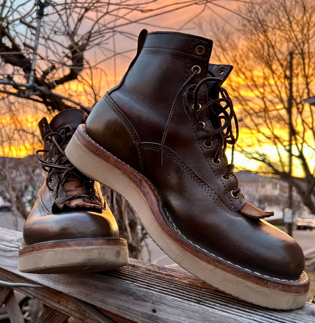 Photo by Vic on March 8, 2026 of the Whites Green Pasture Lace To Toe C350ltt-cs in Horween Greener Pastures Dublin.