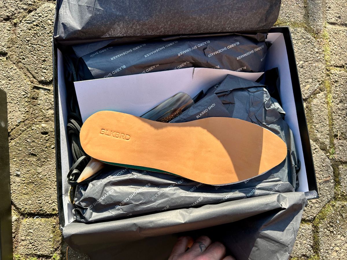 Photo by Vic on December 18, 2025 of the Blkbrd Shoemaker Bulwark Trek Boot in Horween Green Horse Rump.