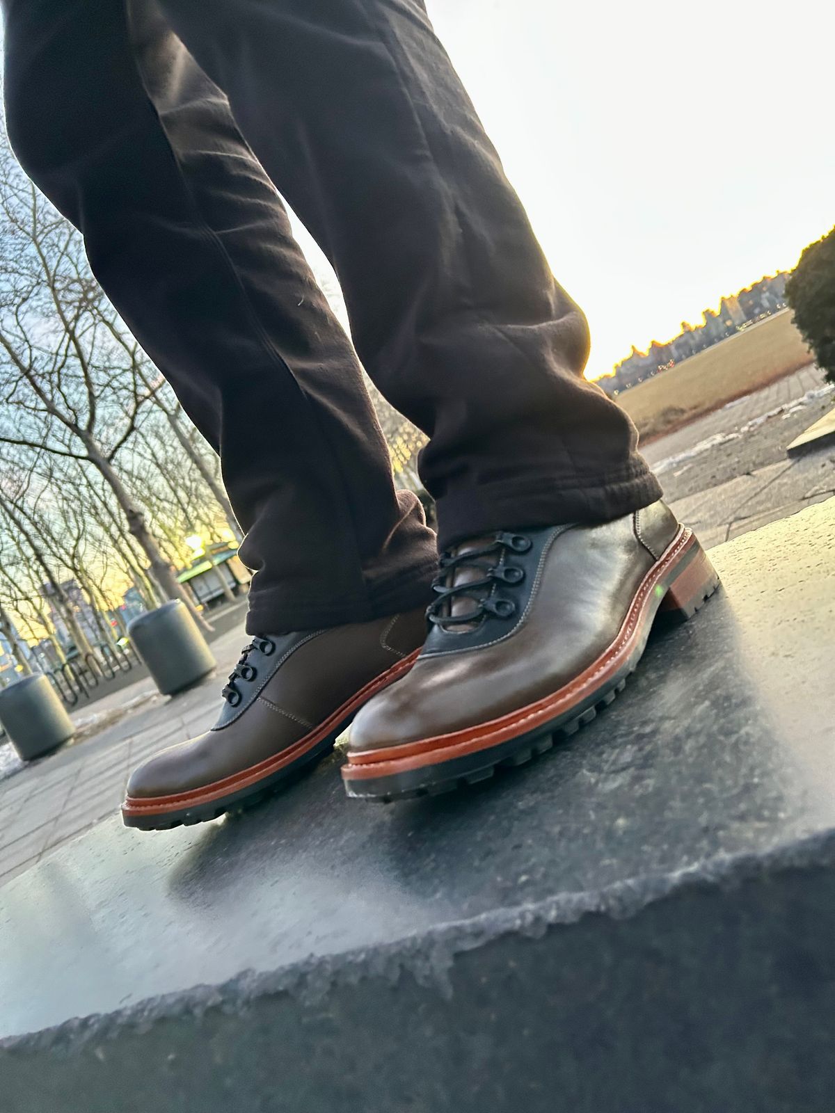 Photo by Vic on January 3, 2026 of the Blkbrd Shoemaker Bulwark Trek Boot in Horween Green Horse Rump.