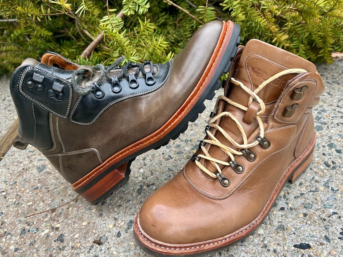 Photo by Vic on March 15, 2026 of the Blkbrd Shoemaker Bulwark Trek Boot in Horween Green Horse Rump.