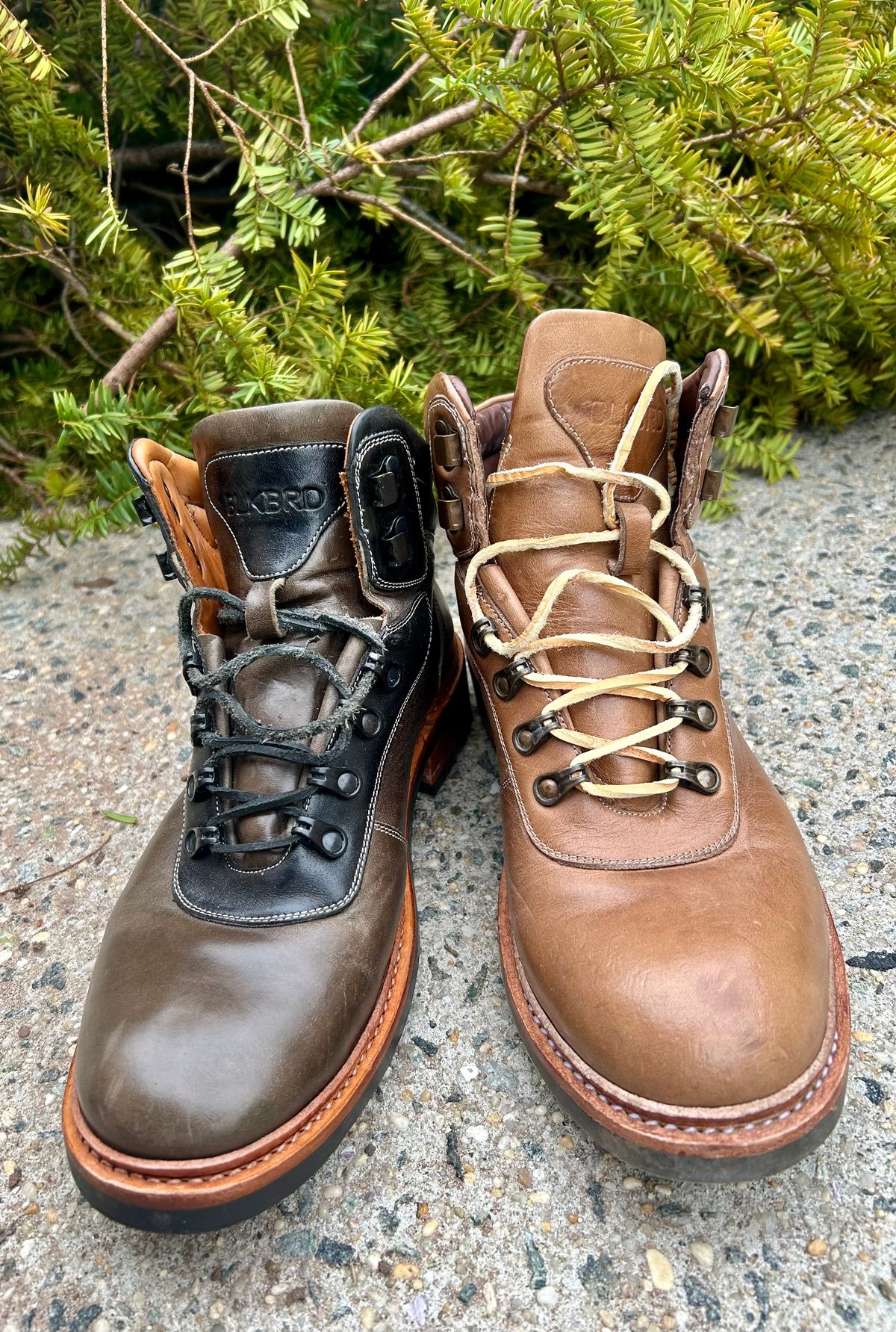 Photo by Vic on March 15, 2026 of the Blkbrd Shoemaker Bulwark Trek Boot in Horween Green Horse Rump.