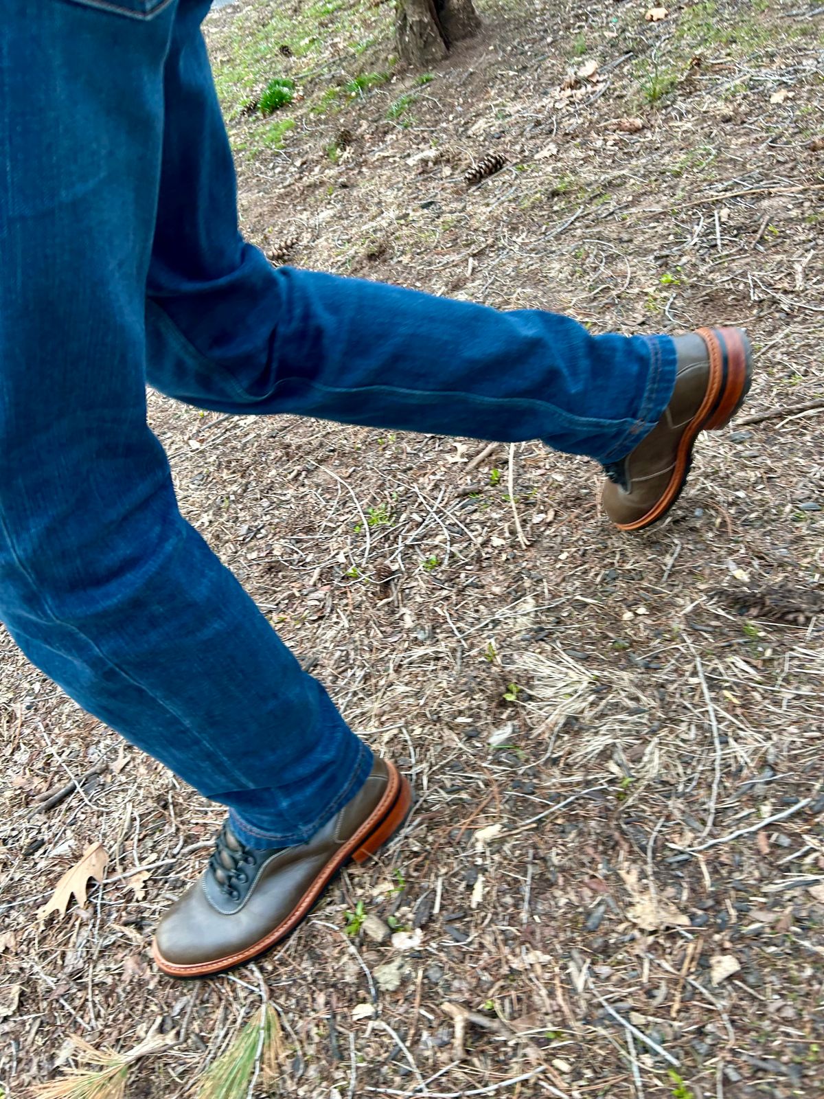 Photo by Vic on March 19, 2026 of the Blkbrd Shoemaker Bulwark Trek Boot in Horween Green Horse Rump.