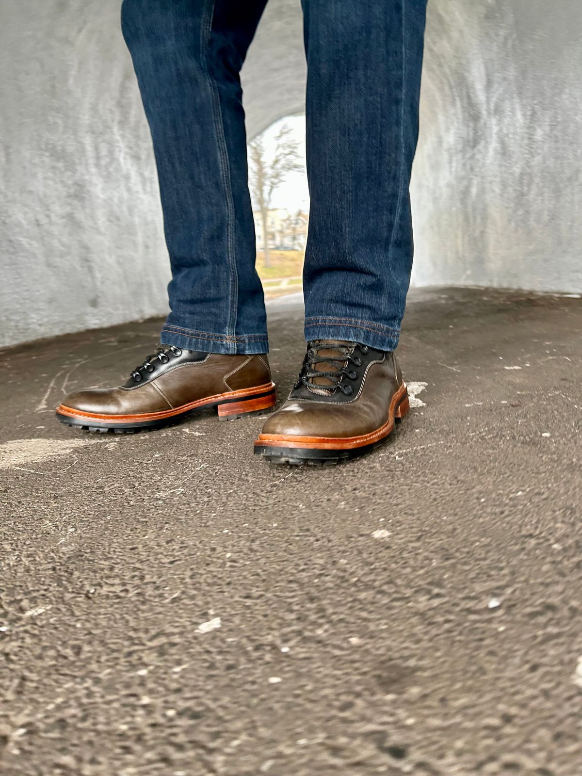 Photo by Vic on March 19, 2026 of the Blkbrd Shoemaker Bulwark Trek Boot in Horween Green Horse Rump.