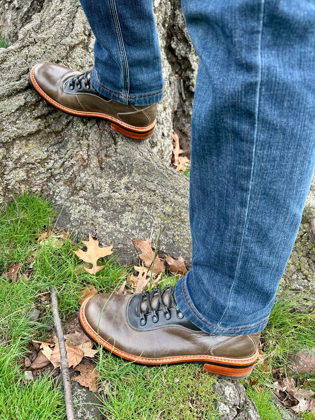 Photo by Vic on March 19, 2026 of the Blkbrd Shoemaker Bulwark Trek Boot in Horween Green Horse Rump.